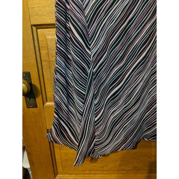 Worthington Size 20W Skirt Black Pink Striped Lined Modest - Picture 2 of 6
